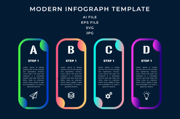 4 Step Modern Infographic Template for Stronger Brand Graphics