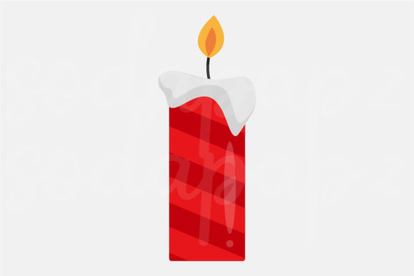 Classic Christmas Candle Icon for Handmade Graphic Design