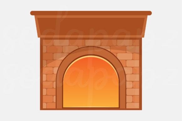 Classic Christmas - Fireplace 2: A Festive Graphic Design Asset for Crafters