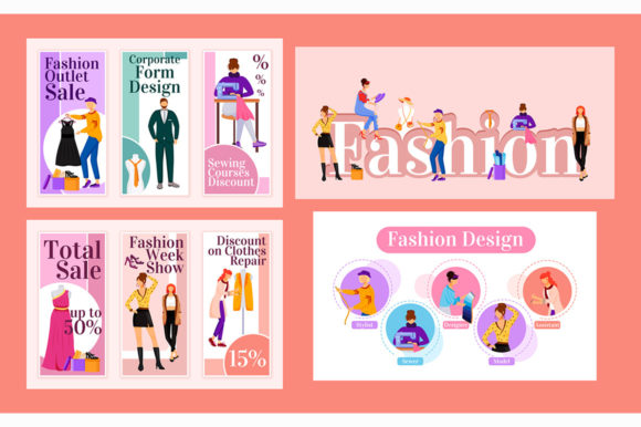 Fashion Flat Vector Templates Set: A Modern Graphic Design Asset for Content Creators