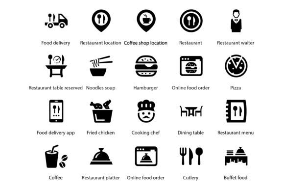 Restaurant Icons: A Versatile Graphic Design Asset for Creative Projects