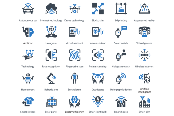 Smart Technology Icons: A Graphic Design Asset for Modern Handmade Creations