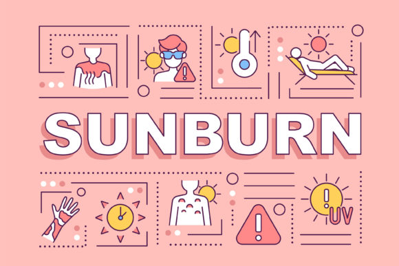 Sunburn Word Concepts Banner: A Bold Graphic Template for Eye-Catching Branding