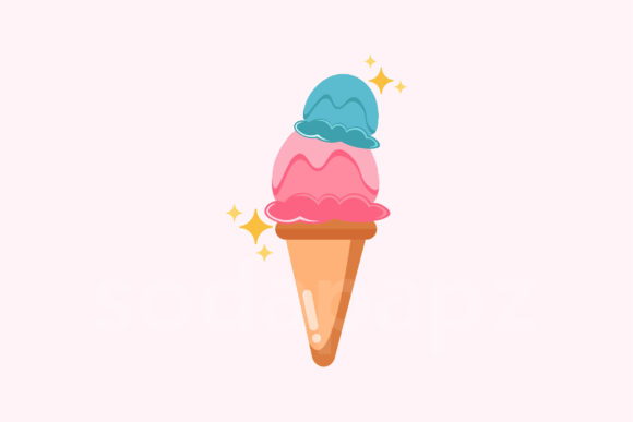 Sweet Deluxe - Two Scoop Ice Cream Icon for Handmade and Graphic Design Projects